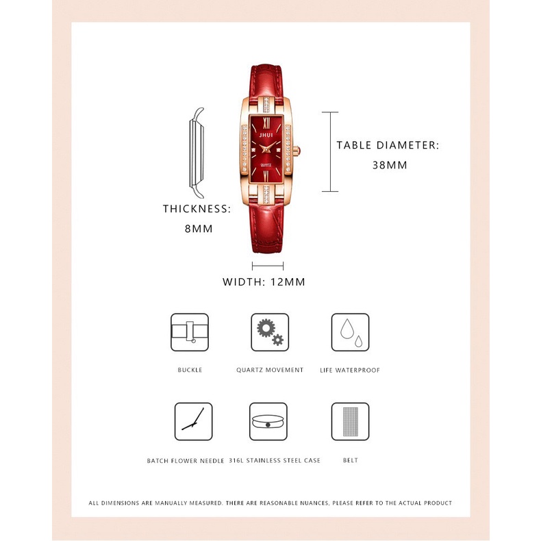 Đồng hồ thời trang nữ Jhui JHU859 kiểu mới dây da mềm êm tay | BigBuy360 - bigbuy360.vn