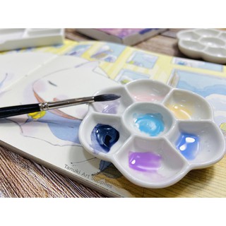 [TANUKI ART] Palette khay sứ pha màu nhiều mẫu