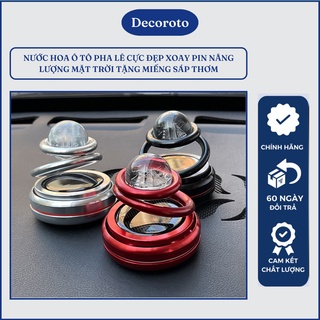 Nước Hoa Xe Hơi Mini Xoay Tròn Sử Dụng Pin Năng Lượng Mặt Trời Tặng Miếng Sáp Thơm - Tinh Dầu Thơm Ô Tô Decoroto Cao Cấp