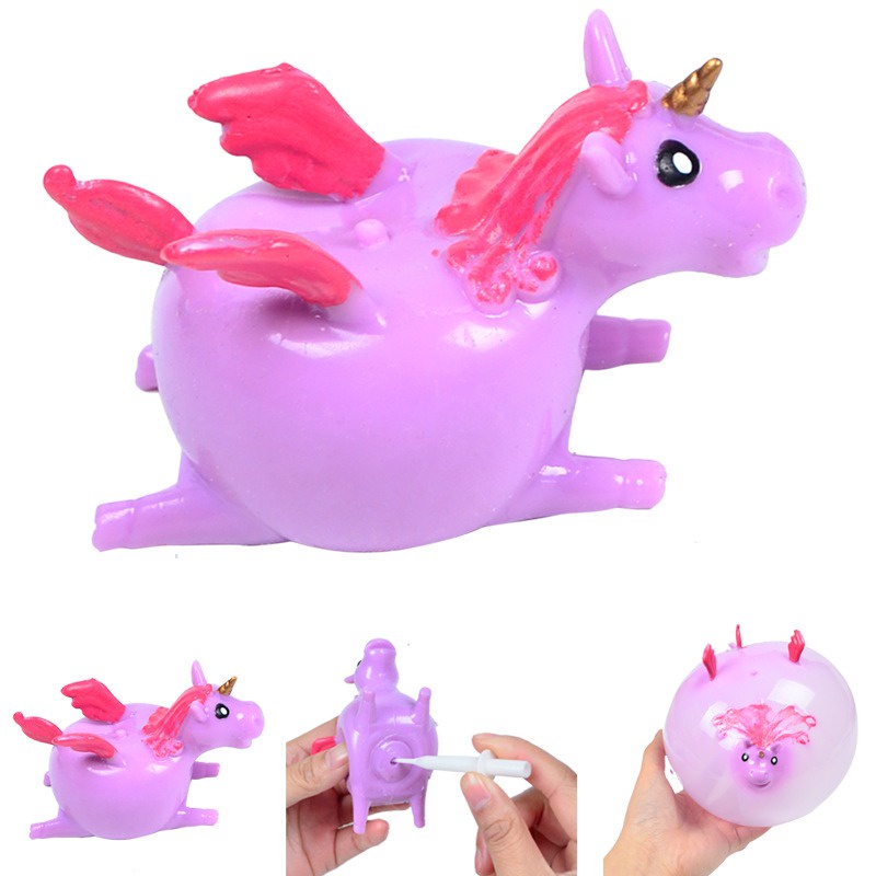 Squishy Thú Thổi Bong Bóng Hình Ngựa Pony 1 Sừng Đồ chơi Gudetama bóp trút giận,động vật thú vị cho bé