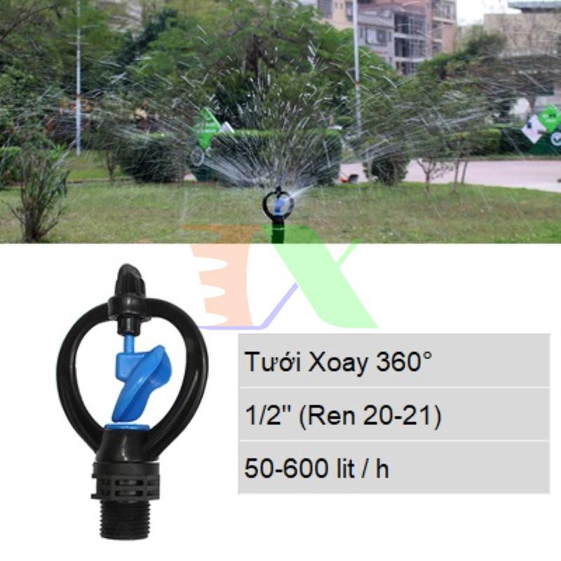 Đầu tưới xoay phun mưa TM-313B, Béc tưới xòe 360° + chân đế mặt trăng