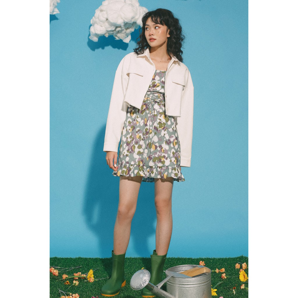 [Mã FAMALLT5 giảm 15% đơn 150k] Áo khoác croptop dài tay thời trang GAGO buttons front long sleeve jacket màu kem GA3379 | BigBuy360 - bigbuy360.vn