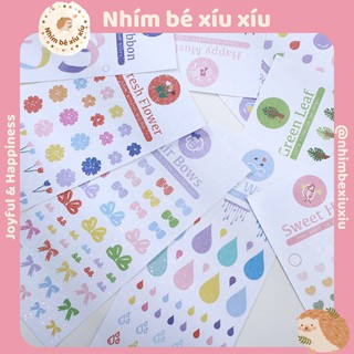 Sticker lấp lánh bling bling nhiều họa tiết ruy băng, trái tim, nốt nhạc, hoa lá VT74