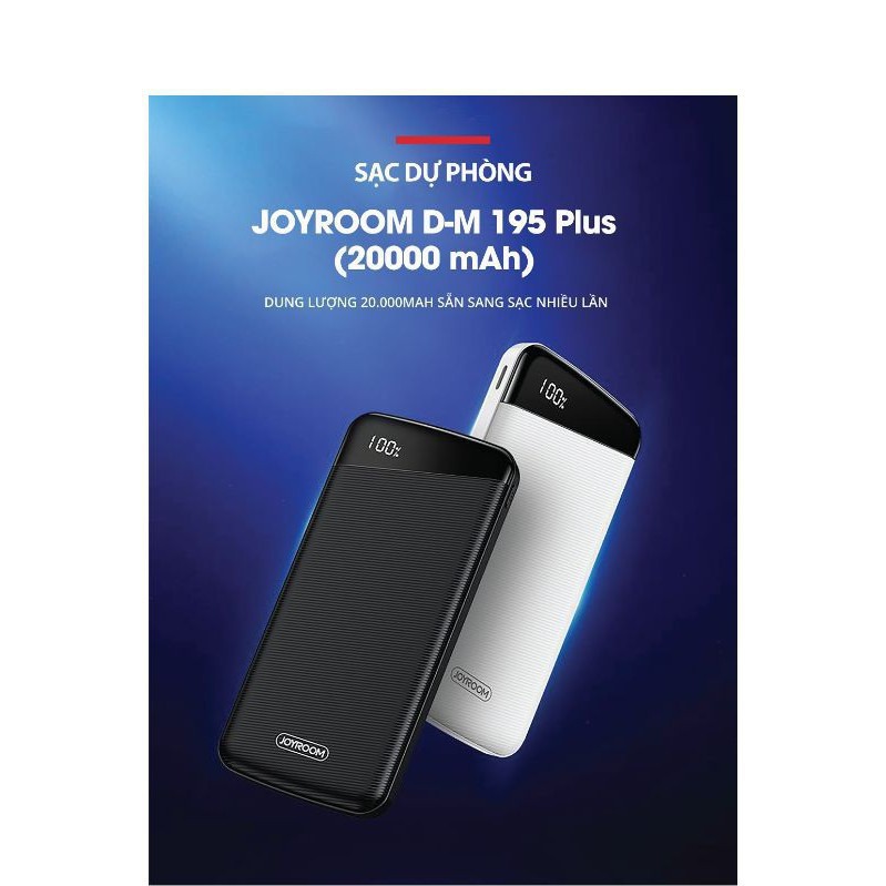 PIN SẠC DỰ PHÒNG JOYROOM D-M195 PLUS 20.000 mAh | 2 CỔNG SẠC TIỆN ÍCH | 12001