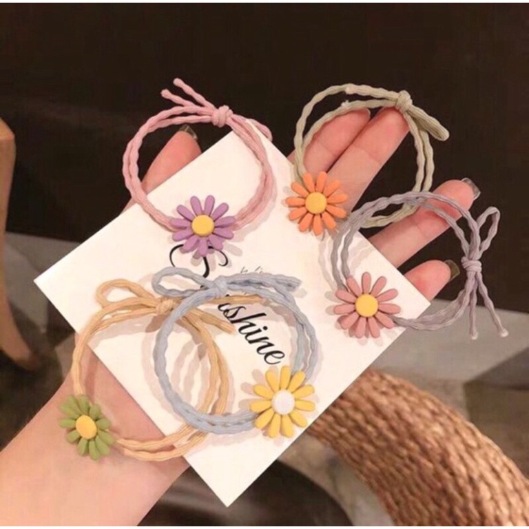Dây buộc tóc Hàn Quốc hoa cúc nhí hot trend - Chun đôi cực bền siêu co dãn