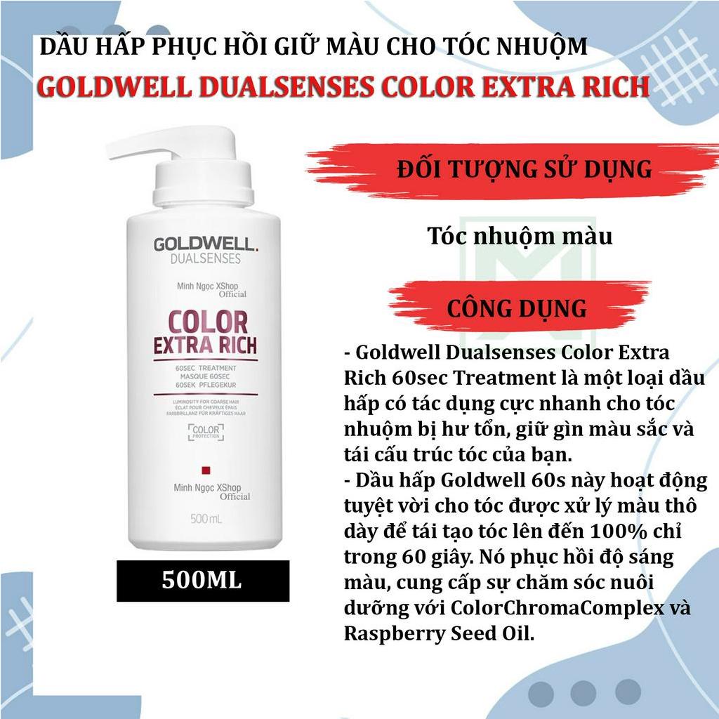 Dầu hấp tóc phục hồi, giữ màu, suôn mượt 60S Goldwell Dualsenses 500ML