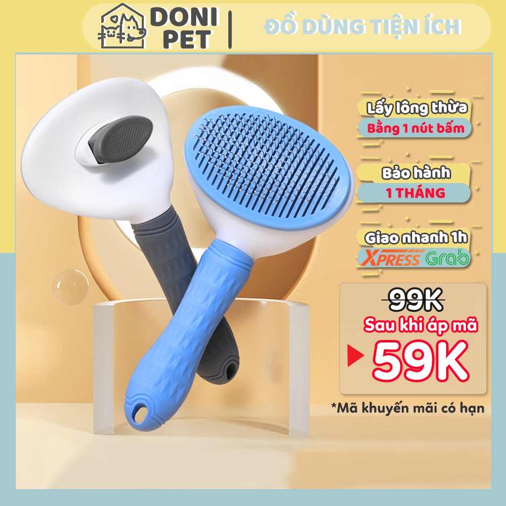 Lược chải lông mèo - Bàn chải lông mèo chó có nút bấm chính hãng CLEAN