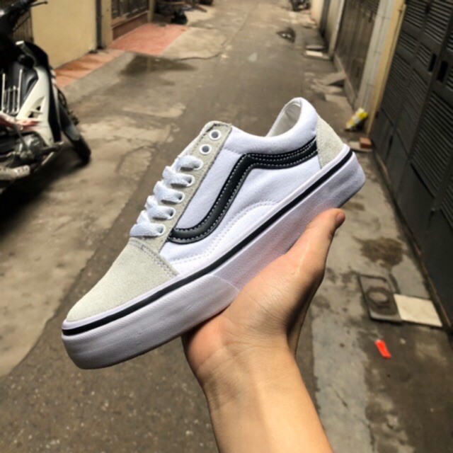 Giày V old skool mũi và gót da lộn các màu, giày thể thao nam nữ vải buộc dây thấp cổ | BigBuy360 - bigbuy360.vn