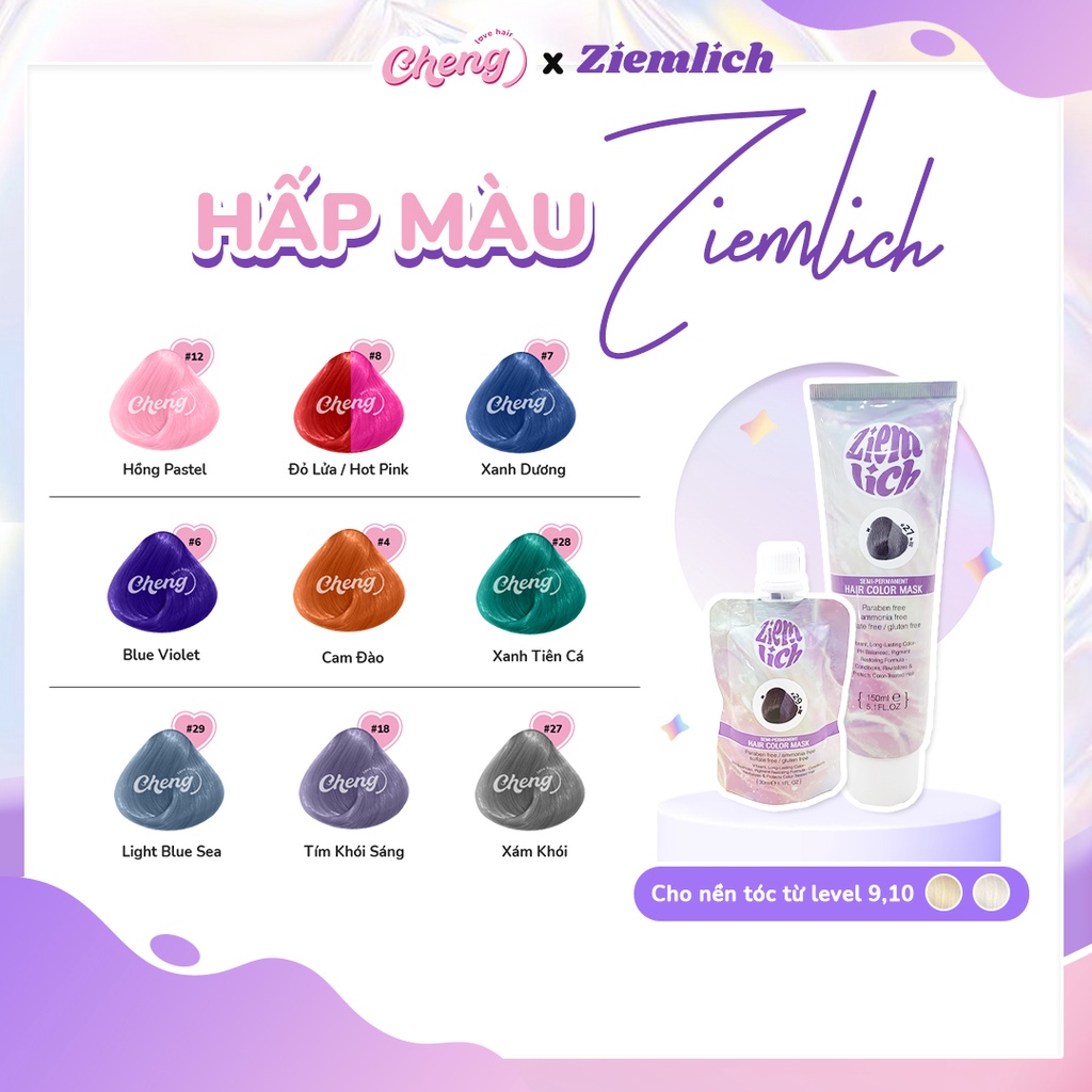 Thuốc Nhuộm Hấp Màu Phục Hồi Ziemlich - Thuốc Nhuộm Tóc Semi-permanent Cho Tóc Tẩy | Chenglovehair, Chenglovehairs