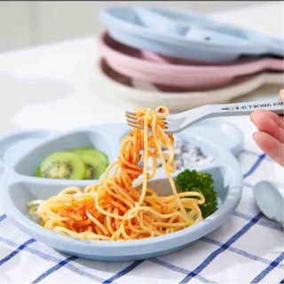 Khay ăn dặm lúa mạch hình gấu kèm thìa dĩa