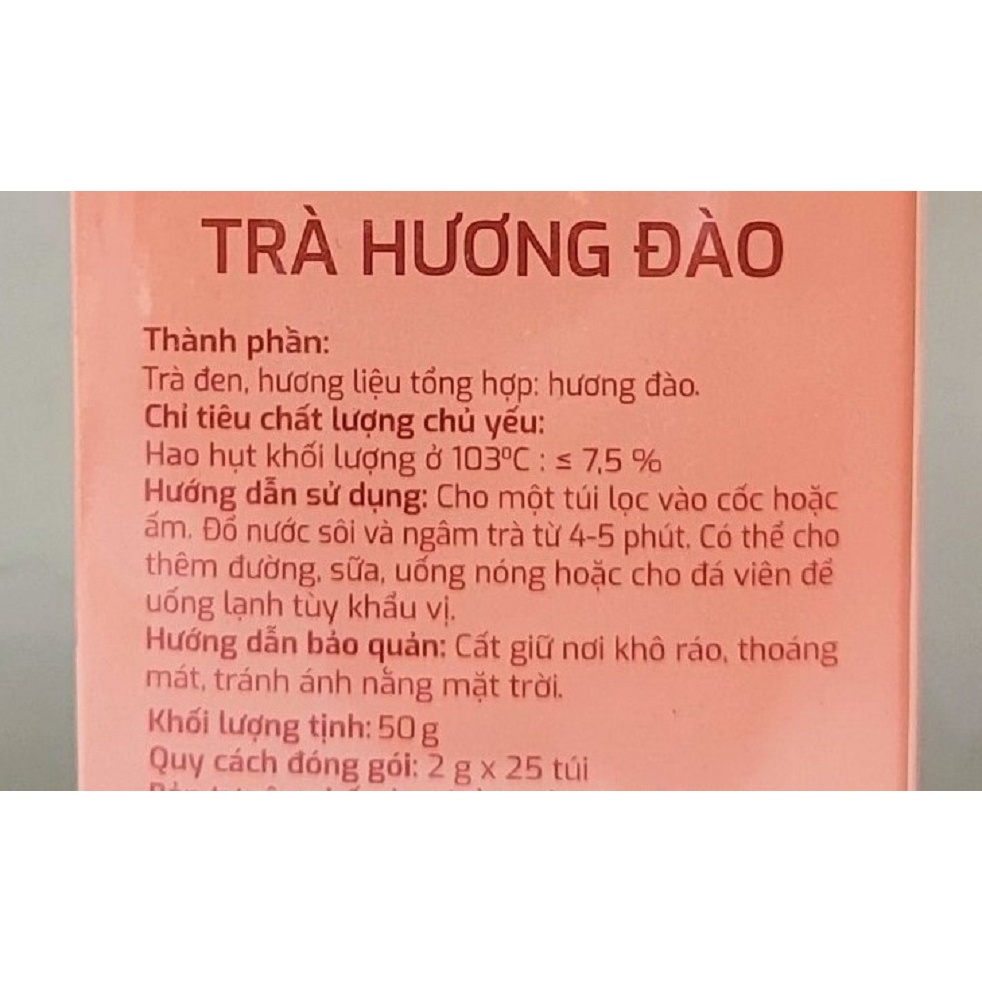 [Hộp 50g (25 túi lọc)] TRÀ HƯƠNG ĐÀO [VN] COZY Peach Flavored Tea