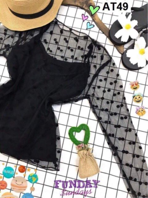 Áo lưới bi kèm áo lót, HÌNH THẬT CHỤP SÀN