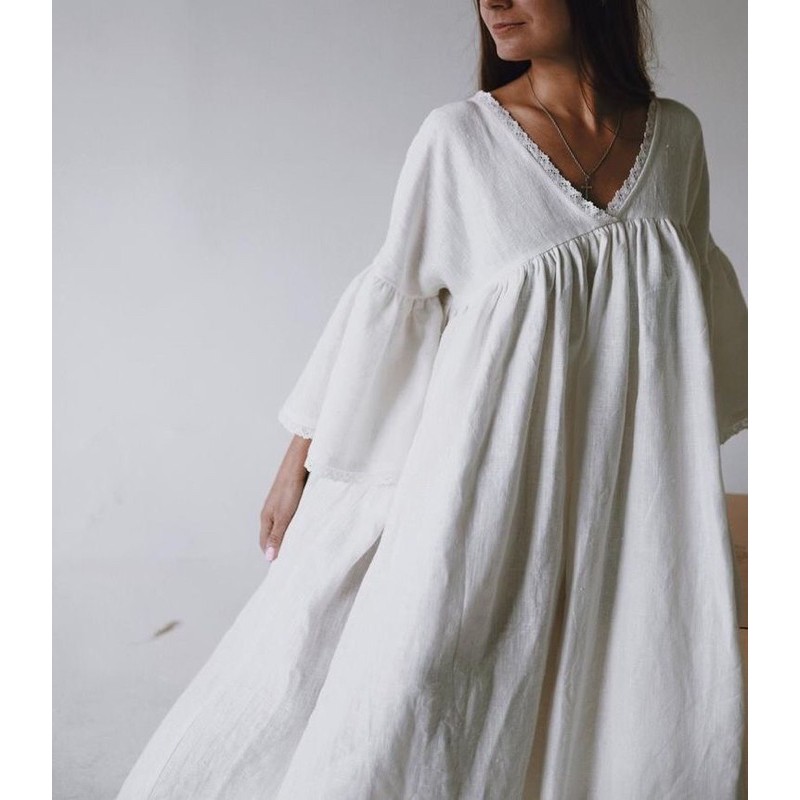 Giảm 50% Đầm Linen dáng xoè