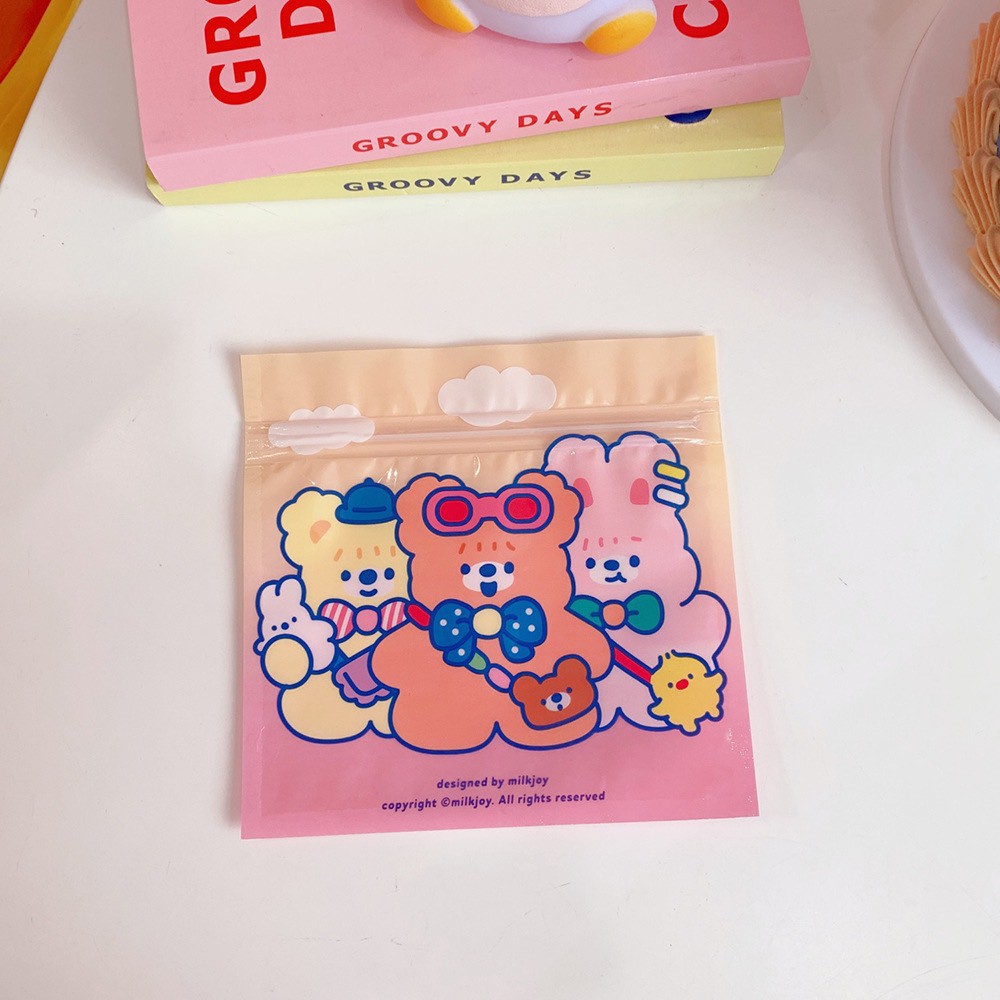 Túi zip gấu dễ thương đựng đồ ăn nhẹ,bánh quy túi kẹo nhỏ đựng bút T3