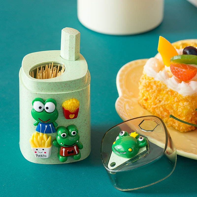 Hộp đựng tăm nhấn tự động họa tiết hoạt hình bằng nhựa PP cao cấp