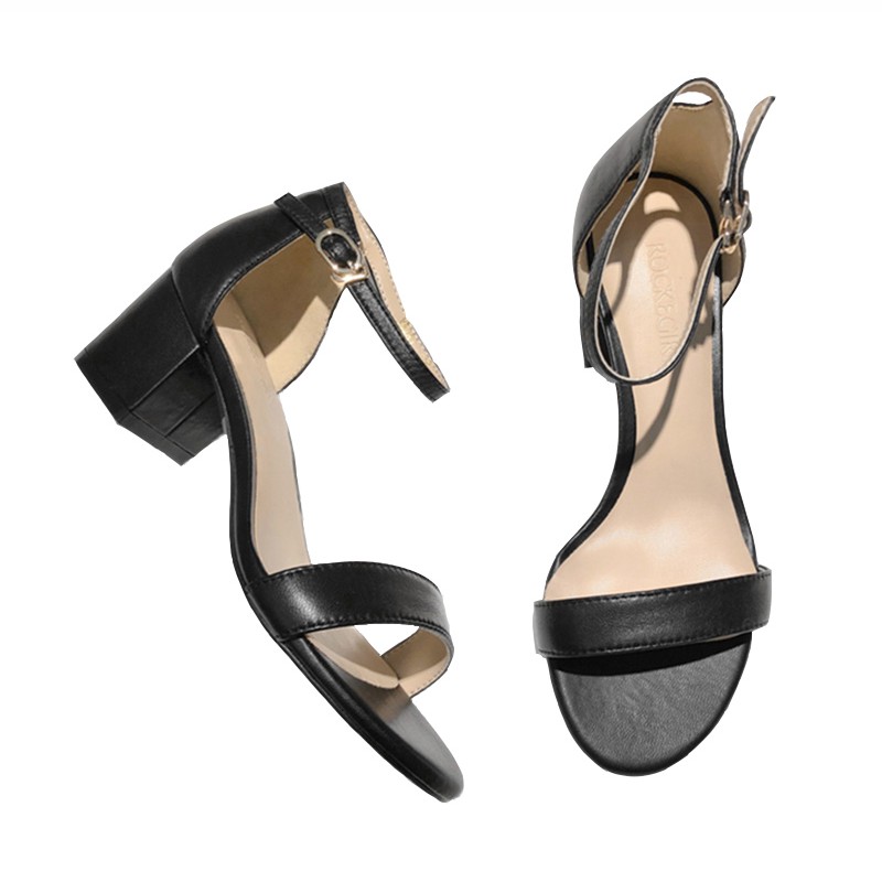 Giày cao gót quai ngang da 5p bít gót da mờ