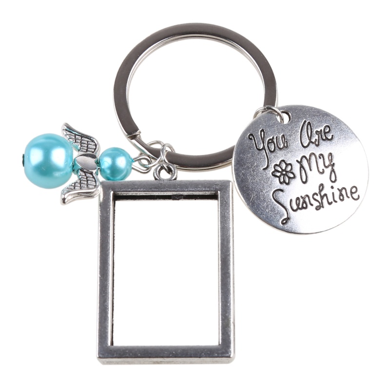 Set 2 Móc Khóa / Khung Ảnh Hình Oval Phối Ren Đính Đá Thủ Công