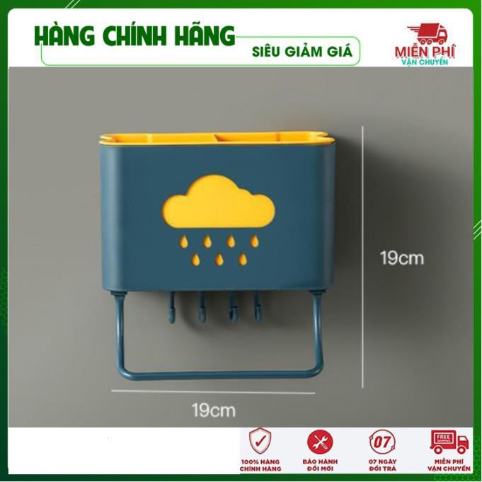 Kệ để đồ nhà bếp, giá để đồ phòng tắm dán tường đựng bàn chải kem đánh răng - Gia Dụng Thông Minh