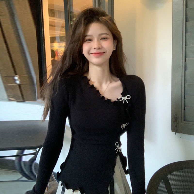 Áo COZOKC dệt kim tay dài dáng ôm thời trang cho nữ