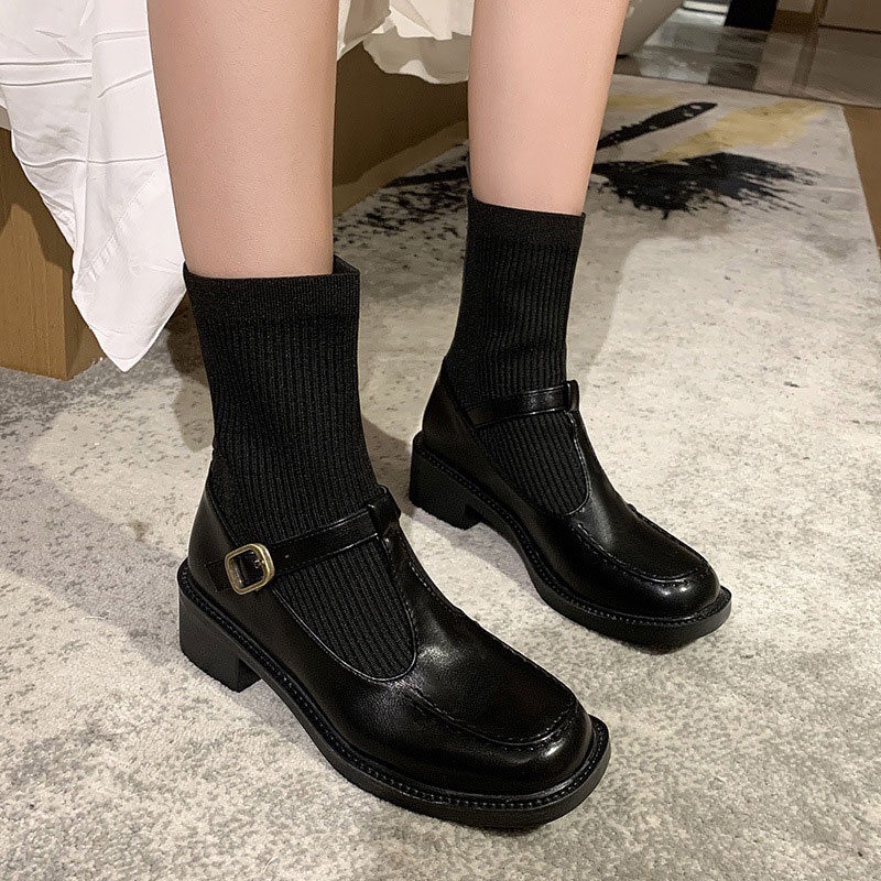 Giày bốt RENBEN mũi tròn co giãn thời trang thu đông cho nữ