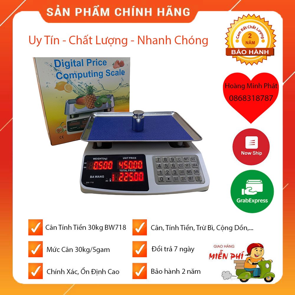 Cân Tính Tiền Hoa Qủa, Thực Phẩm, Đồ Dùng 30kg BW718 - Bảo Hành 2 Năm