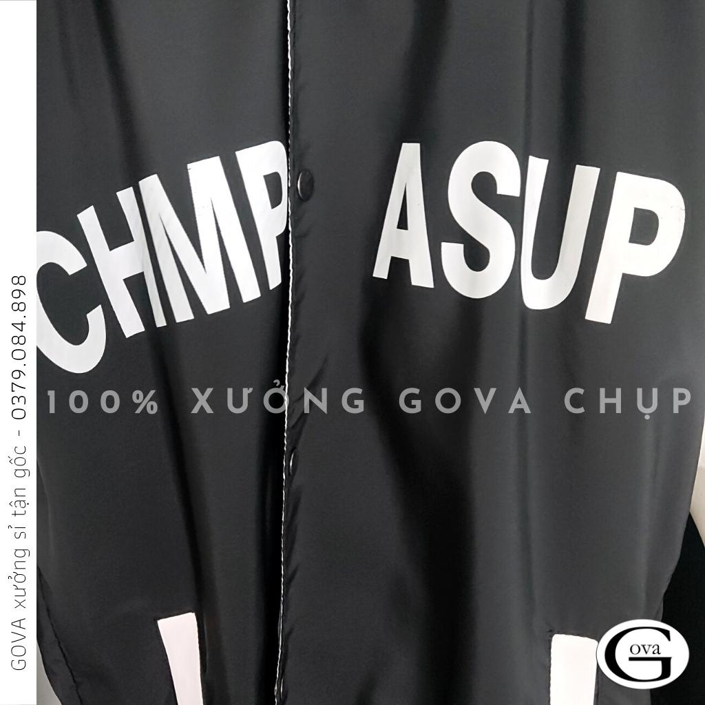 Áo Khoác Dù CHỮ CHMP.ASUP 2 Lớp Form Rộng Nam Nữ Unisex, Áo Gió Bomber Chống Nắng Ulzzang GOVA