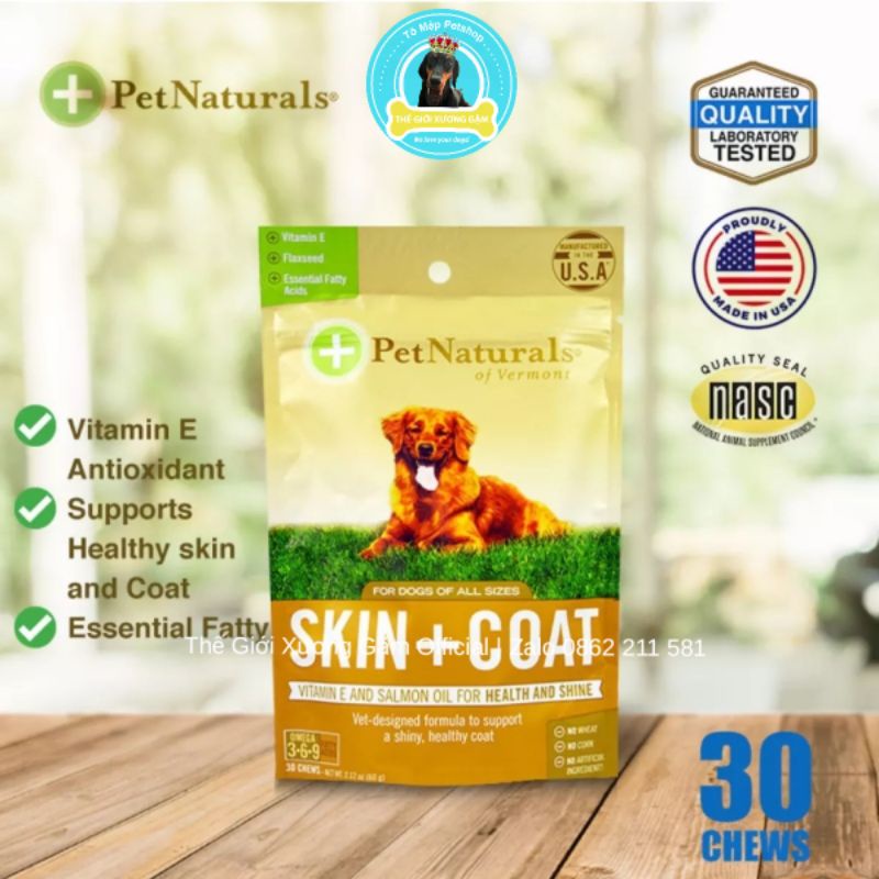 [CHÍNH HÃNG] PET NATURALS SKIN COAT VIÊN NHAI ĐẸP LÔNG CHO CHÓ