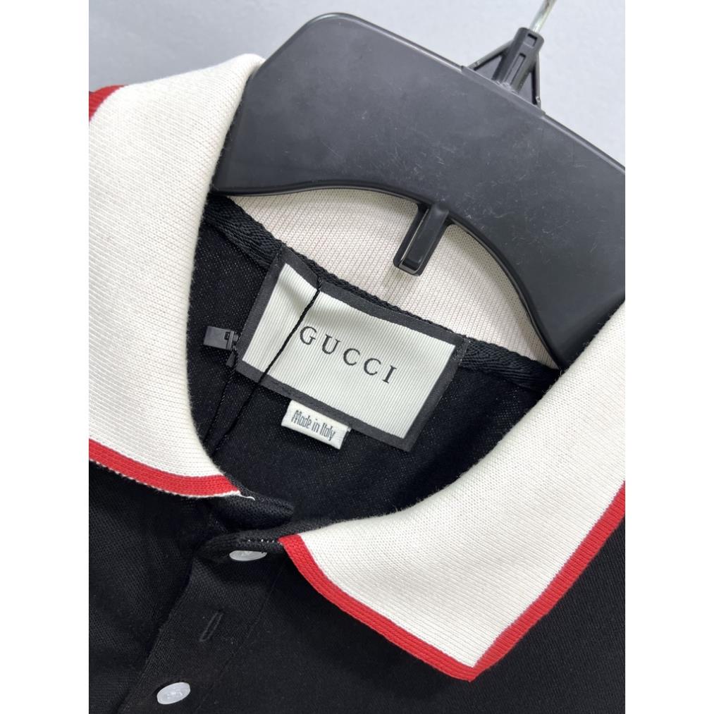 Áo Polo Gu*CCI Polo Gucci Đen Chữ cầu Vai Vải  Cá Sấu Cotton 100% The.Laz