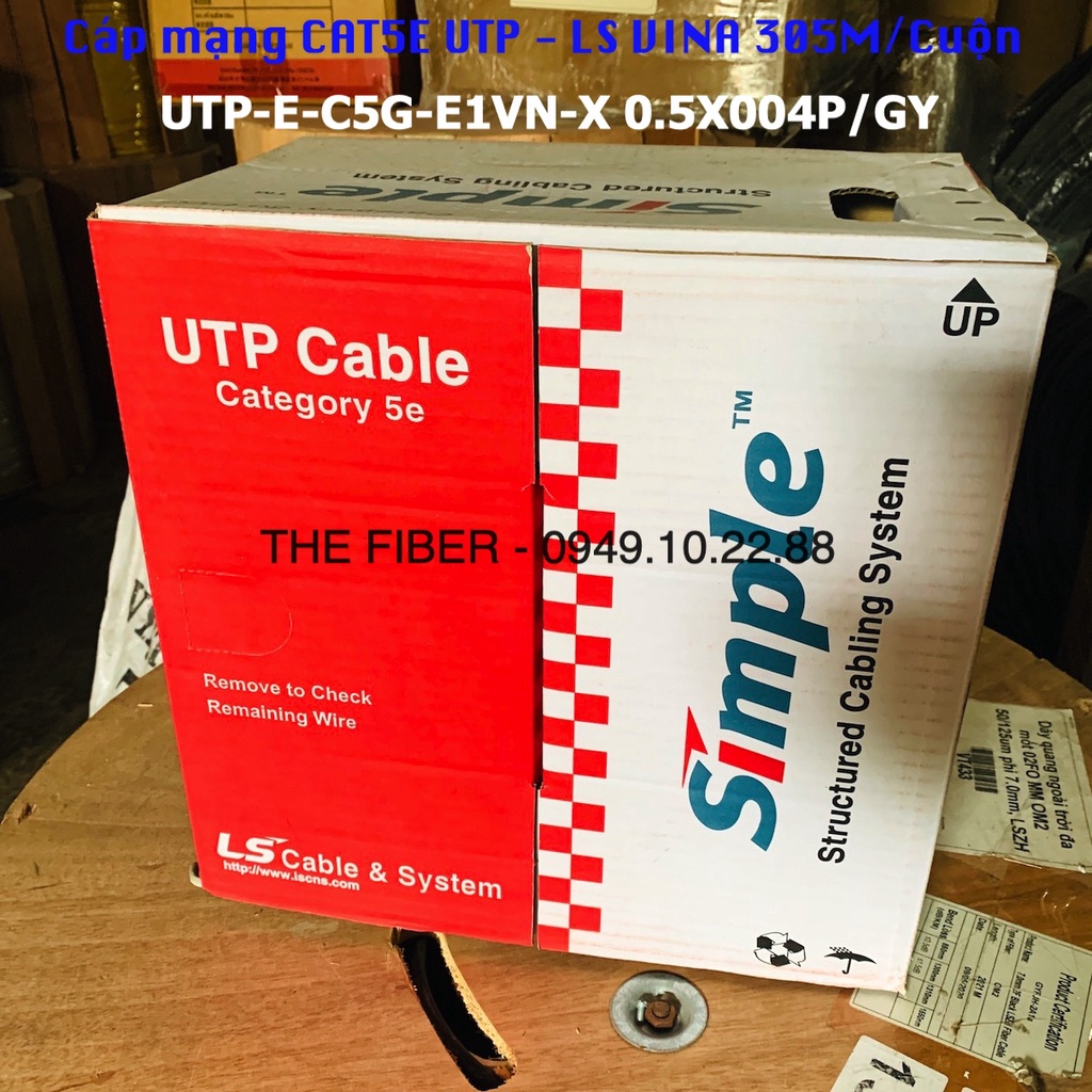 Cáp mạng cắt lẽ 1 Mét CAT5e UTP, 4 đôi, CM, 24AWG, Solid, màu trắng, 305M LS UTP-E-C5G-E1VN-X 0.5X004P/GY