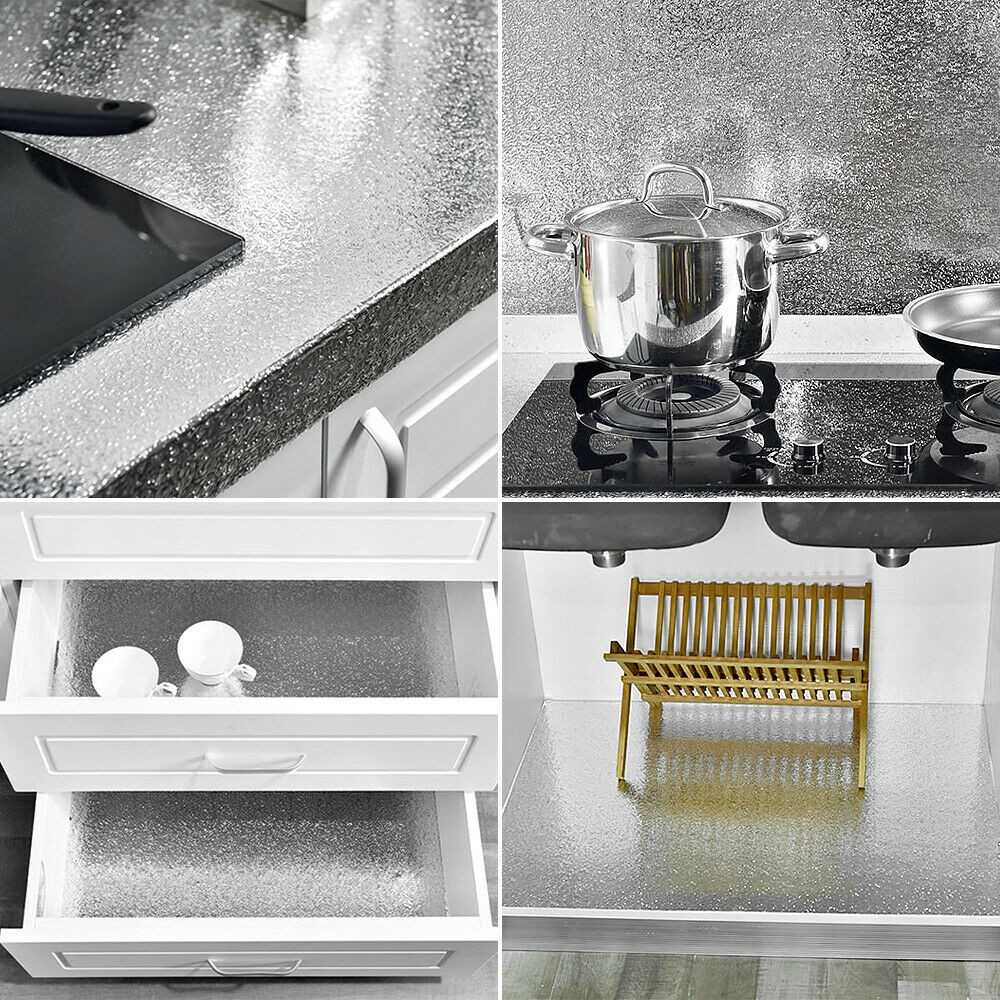 Miếng dán tường bằng lá nhôm tự dính chống thấm nước chống dầu dành cho trang trí nhà bếp