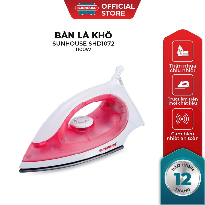 BÀN ỦI KHÔ CHỐNG DÍNH SUNHOUSE SHD1072