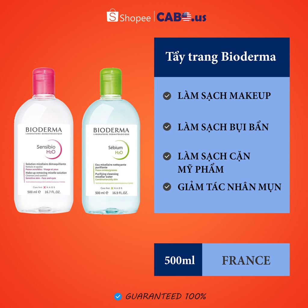 Tẩy trang Bioderma nội địa Pháp đủ size