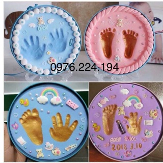 đúc chân tay 2d, sét in dấu tay đủ phụ kiện trang trí