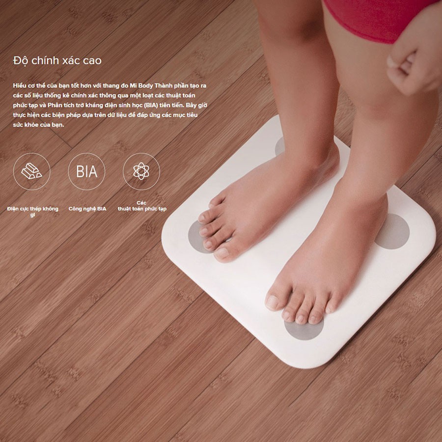 Cân điện tử Xiaomi Body Fat Scale 2, Kết nối app Mi Fit theo dõi 13 chỉ số sức khoẻ, cảnh báo sức khoẻ, vóc dáng