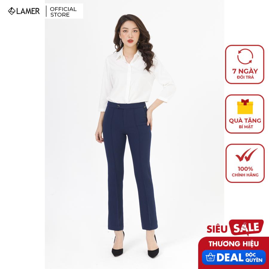 Quần ống đứng mí gân LAMER L64T19T005 (Ghi/Xanh Tím Than)