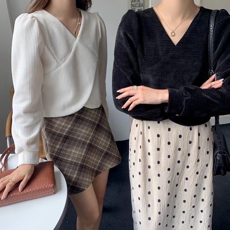 Áo nhung vạt chéo