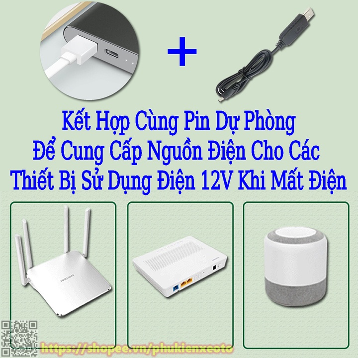 Dây Cáp Chuyển Đổi USB 5V Sang 5V 12V Đầu 2.1*5.5mm