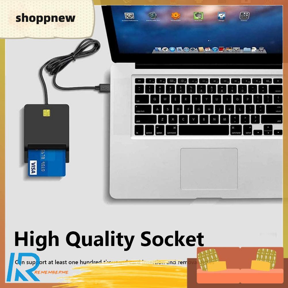 Shoppnew Portable USB 2.0 Smart Card Reader CAC ID SIM Bank Card Adapter Connector