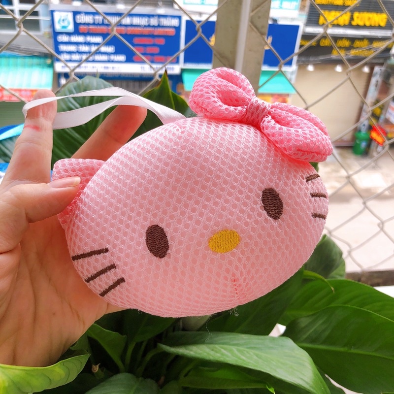 Bông tắm 3D Hello Kitty Doreamon