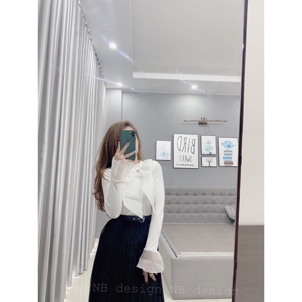 Áo len tiểu thư kèm nơ