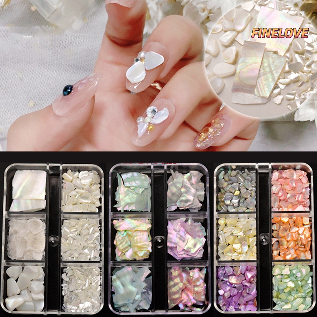 1 Hộp Đá Vỏ Sò Nhiều Màu Trang Trí Móng Tay Ốp