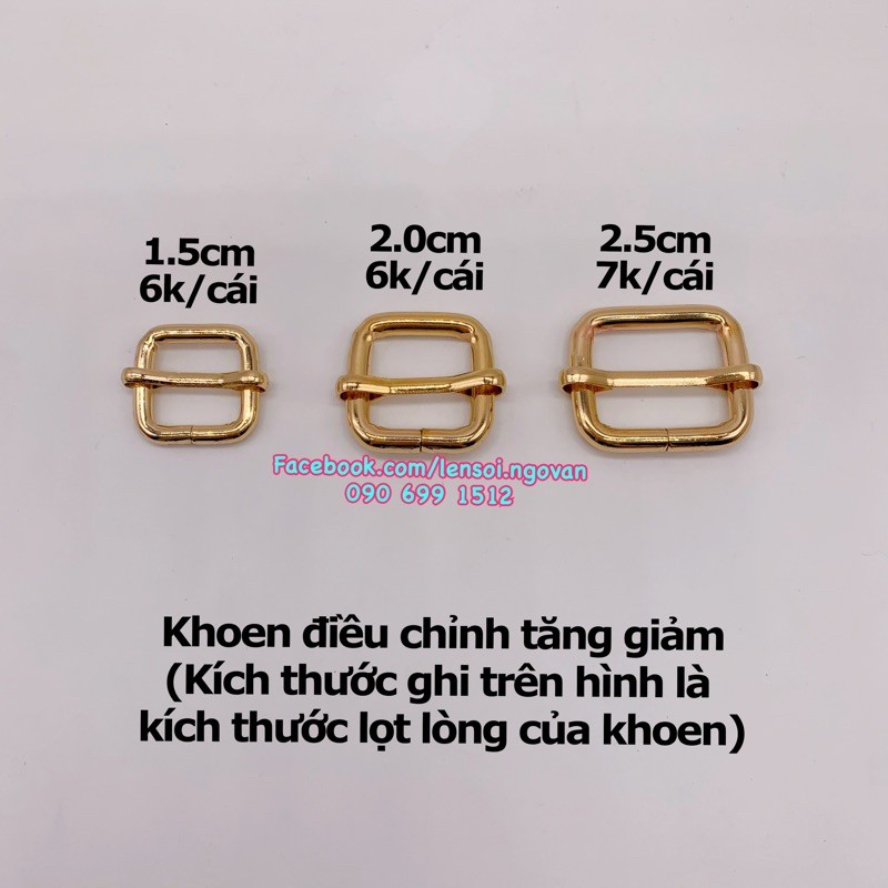 PK túi: Tăng giảm, khoen chữ nhật, khoen vuông