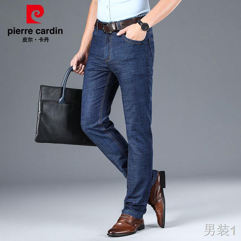 Pierre Cardin mùa hè quần jean mỏng của nam giới thẳng rộng rãi size lớn bố công sở dài