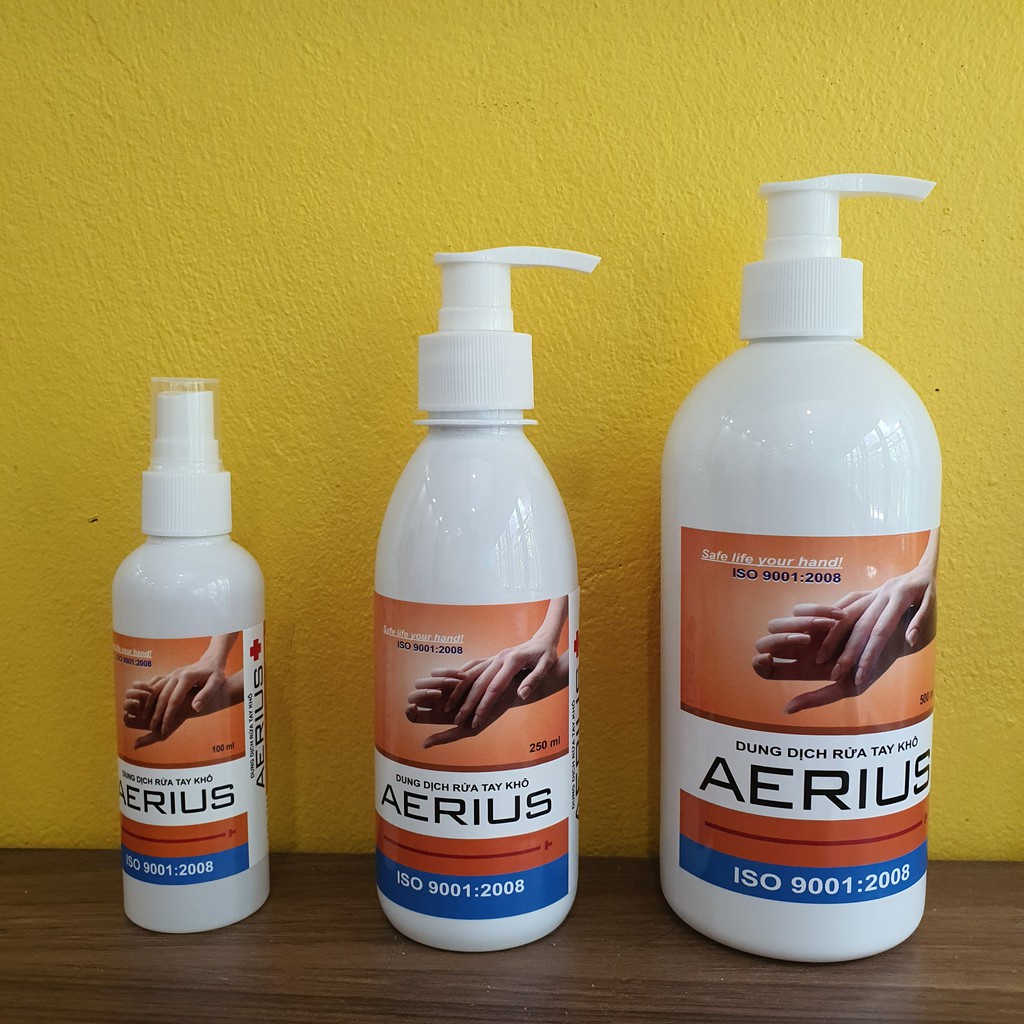 Nước rửa tay kháng khuẩn, xịt kháng khuẩn, dung dịch diệt khuẩn, rửa tay khô AERIUS  (chai 100ml - 250ml - 500ml)) | BigBuy360 - bigbuy360.vn