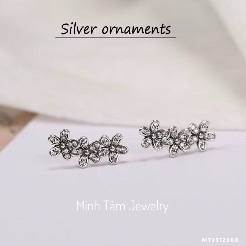 Bông tai bạc thái hoa daisy,Khuyên tai bạc hoa mai bạc S925-Minh Tâm Jewelry