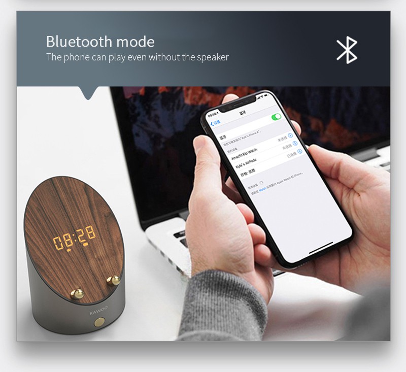 Loa Bluetooth Không Dây Kiêm Đồng Hồ Báo Thức Chất Lượng Cao