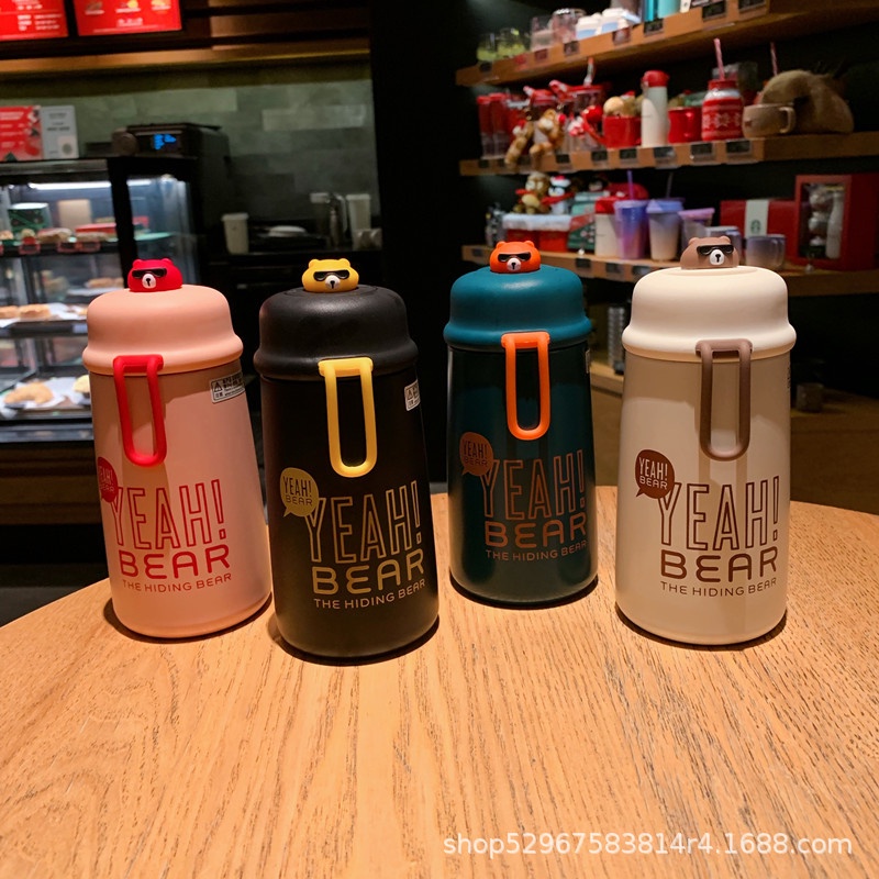 Order | Bình nước, bình giữ nhiệt học sinh yeah bear nắp lật gấu 320ml