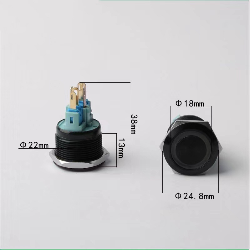 Công Tắc Nút Kim Loại 22mm Oxidized Màu Đen 12V 24V 220V Cho Đèn