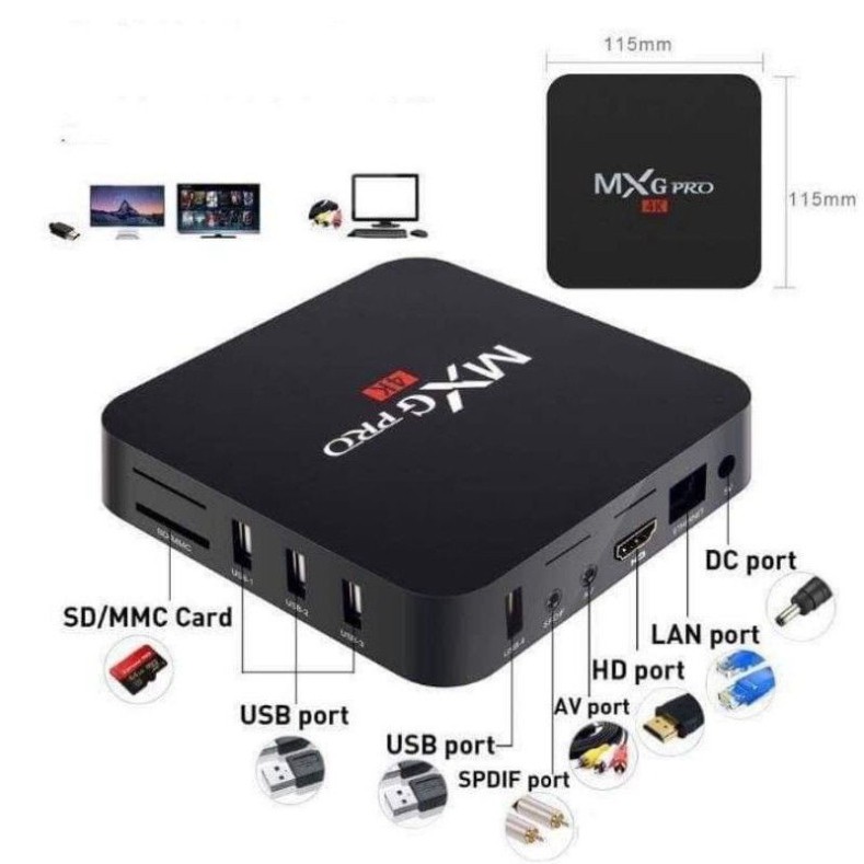 Android TV box MXQ PRO 4K Android:10.1 Đã cài sãn xem truyền hình 200 kênh YouTube Facebook chơi game vv