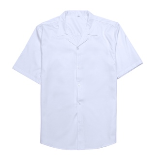Áo sơ mi trơn trắng cổ vest lụa cao cấp tay ngắn nam/nữ tóm store